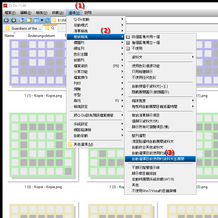 在檔案總管中是否有一個選項可以同時突出顯示和展開資料夾